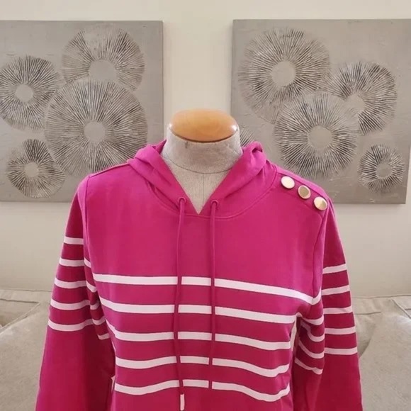 Charter Club Striped Hoodie Pink - Picture 4 of 7